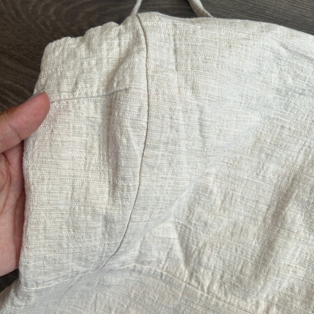 Urban Outfitters Riley Button Front Mini Dress Size 0 Linen & Cotton Beige Cream - Picture 5 of 12